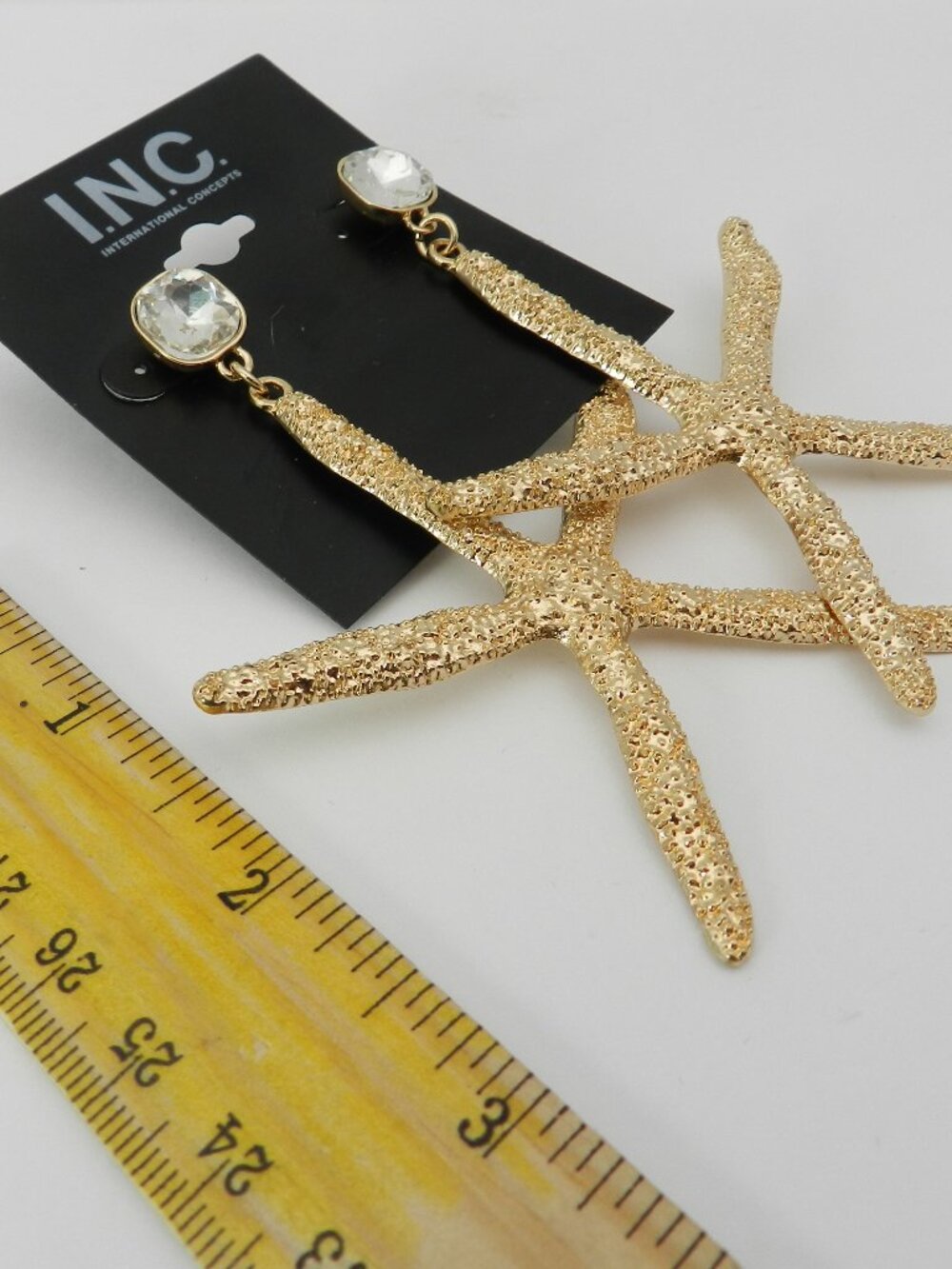 I.N.C. International Concepts Gold-Tone Crystal & Starfish Statement Earrings - Picture 4 of 5